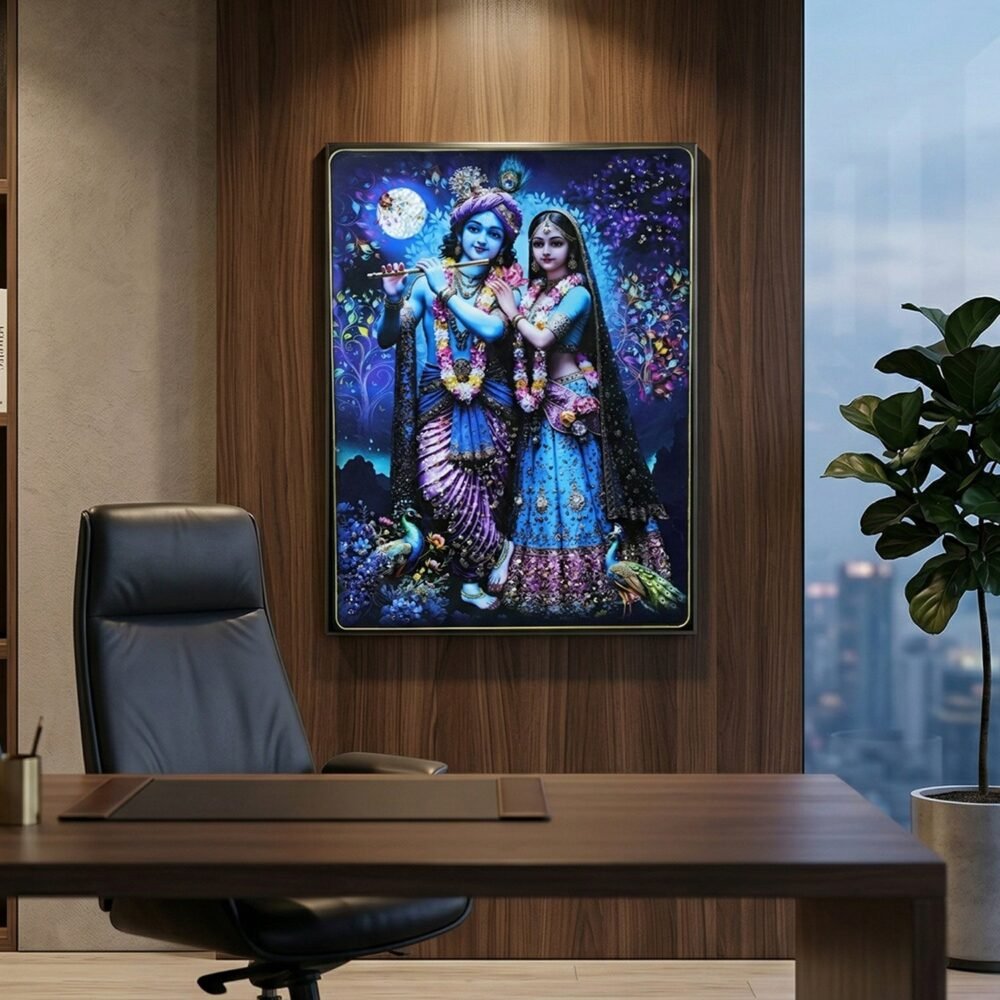 RadhaKrishnawallPainting03-03.jpg Radha Krishna Wall Frame – Divine Moonlight Artistic Decor