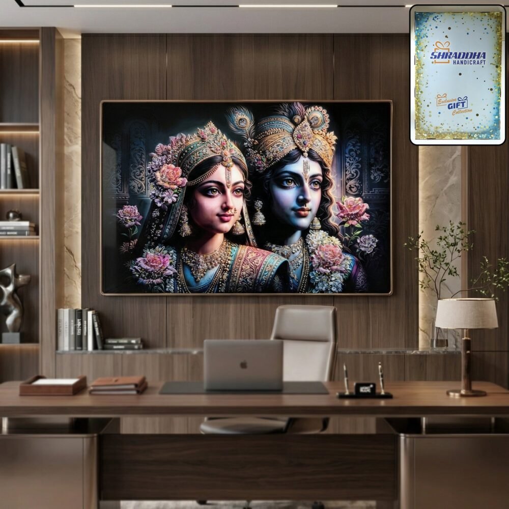 RadhaKrushnaPainting01-WOSKU-01.jpg Radha Krishna Wall Frame – Elegant Spiritual Home Decor