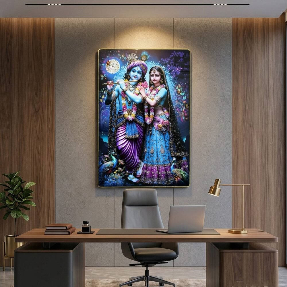 Radha Krishna Wall Frame – Large Artistic Decor for Devotees