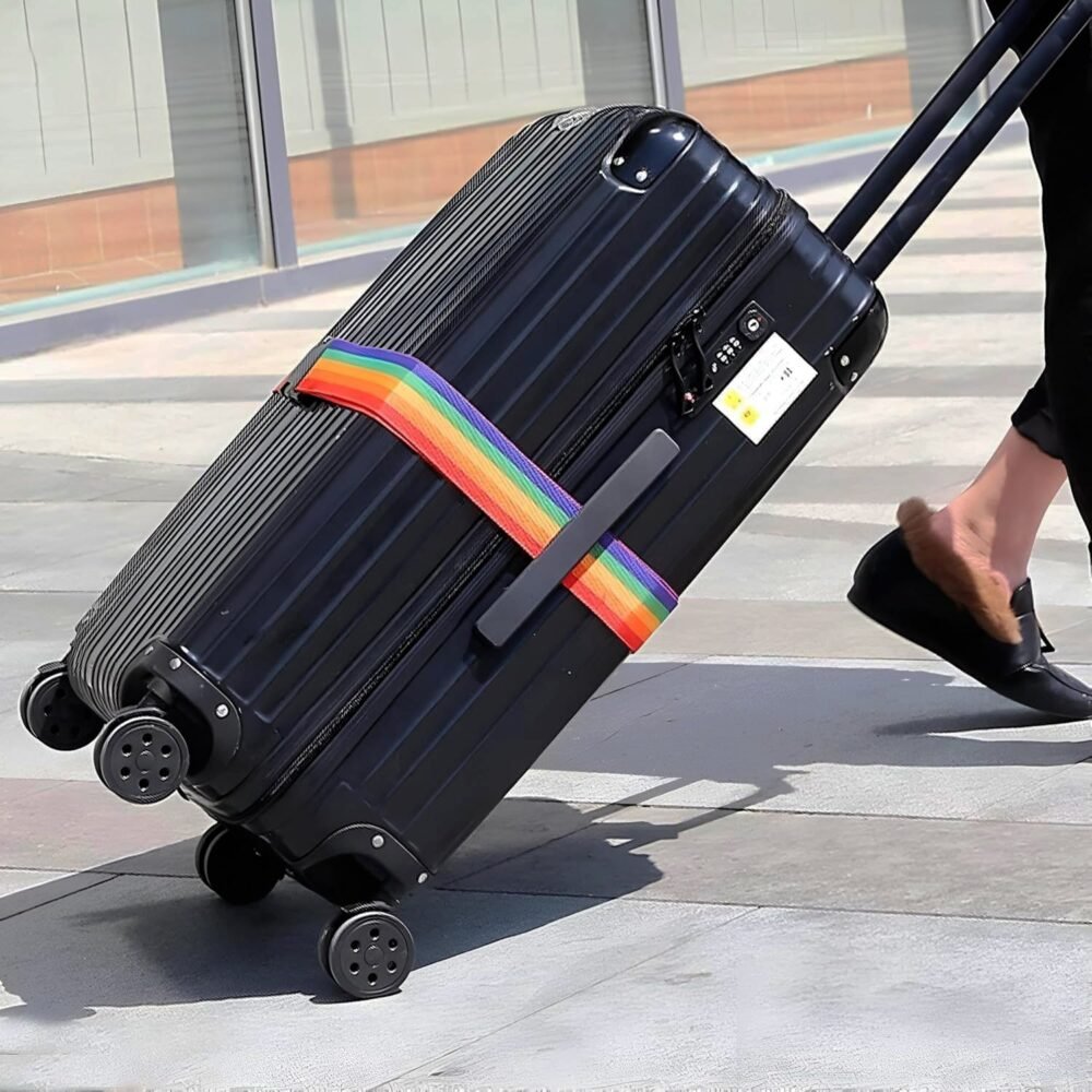 Rainbow Luggage Strap – Secure & Identify Your Bags with Lock