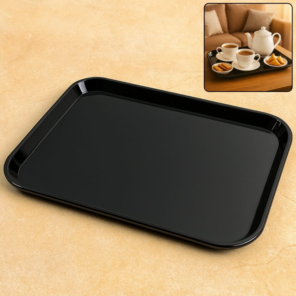 RectTray-WOSKU-01.jpg Plastic Serving Tray – 40x30 cm Durable & Break-Resistant Black
