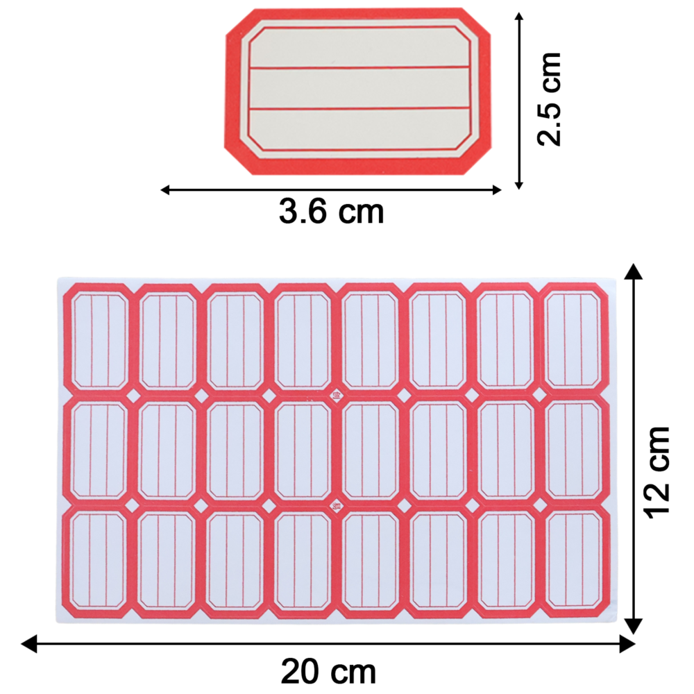 RedSticker-size.png Self-Adhesive Label Stickers – 50 Red & White Sheets for Easy Organization