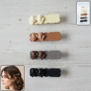 Elegant Bow Hair Clips Set – Stylish 4-Piece Snap Clips Combo