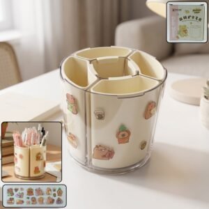 Rotating Desk Organizer – 5 Compartments with 360° Spin for Office & Home