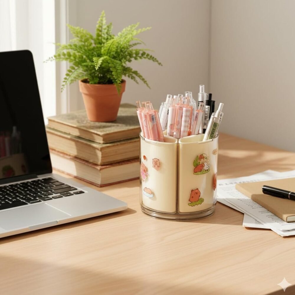 RotatingPencilHolder-03.jpg Rotating Desk Organizer – 5 Compartments with 360° Spin for Office & Home