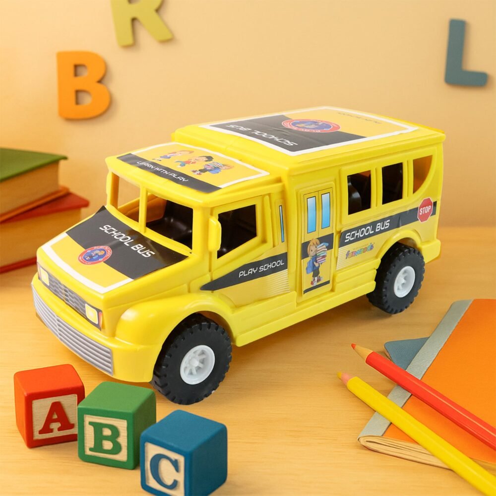 Friction-Powered School Bus Toy – Durable Push-and-Go Vehicle for Kids