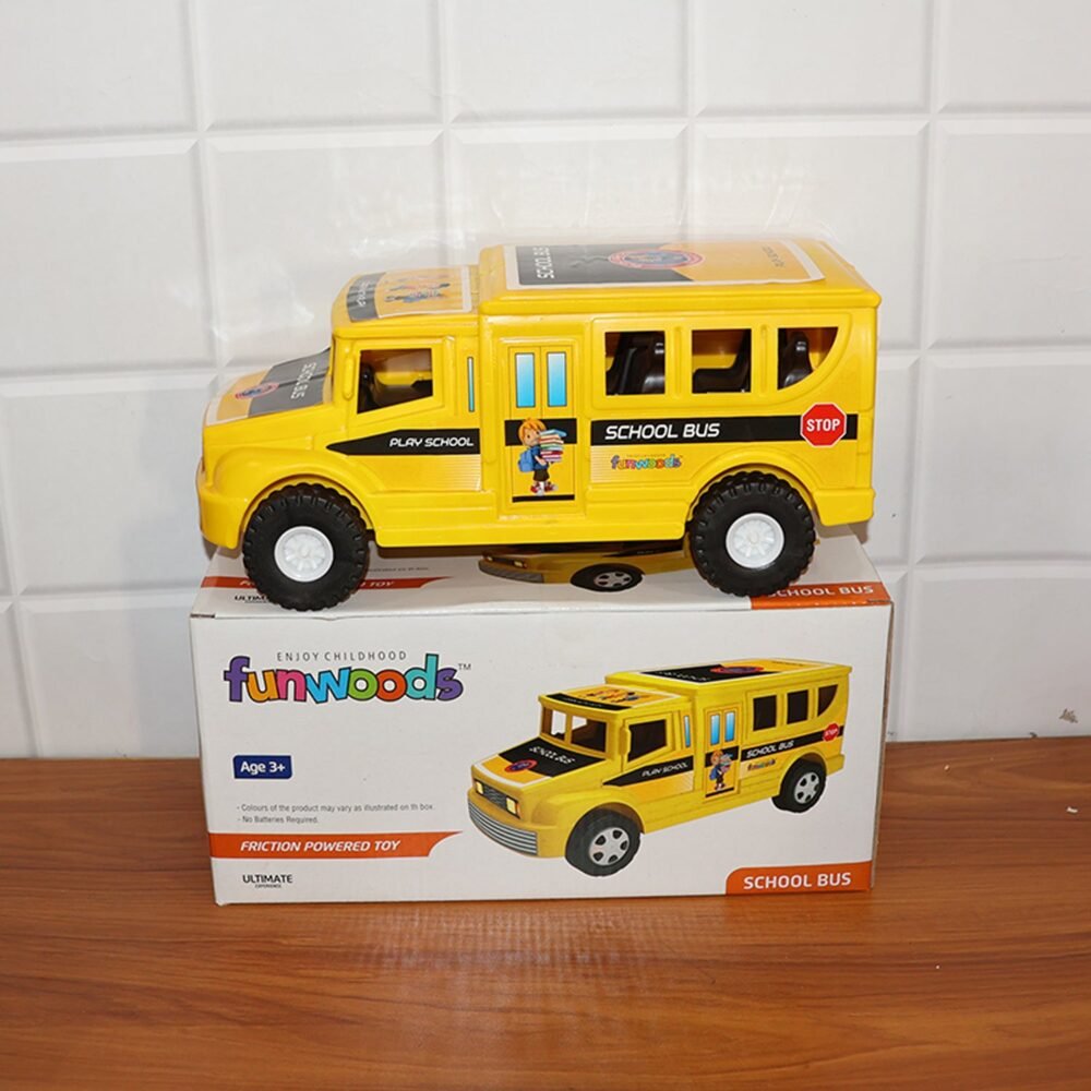 Friction-Powered School Bus Toy – Durable Push-and-Go Vehicle for Kids