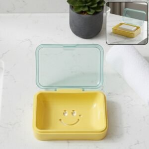 SelfDrainingSoapHolder-WOSKU-01.jpg Plastic Soap Case with Cute Smiley Design – Travel Friendly & Hygienic
