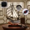Ship Shape Clock Lamp – Nautical Decorative Table Lamp with Warm LED