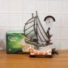 Ship Shape Clock Lamp – Nautical Decorative Table Lamp with Warm LED