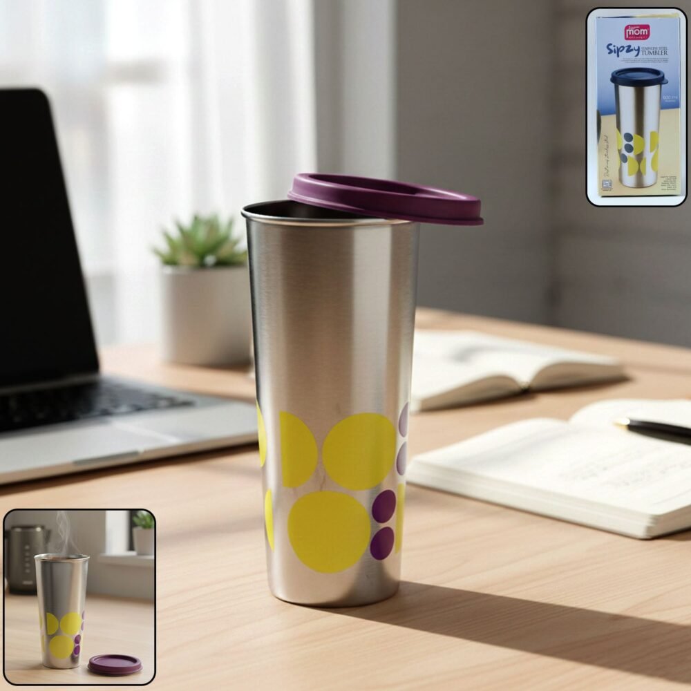 SipzyTumbler-WOSKU-01.jpg Stainless Steel Travel Tumbler 600 ML – Spill-Proof & Ergonomic