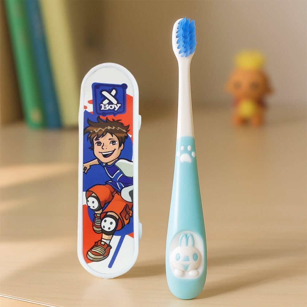 Kids Toothbrush with Cartoon Sketchboard Toy – Soft Bristles & Fun Design