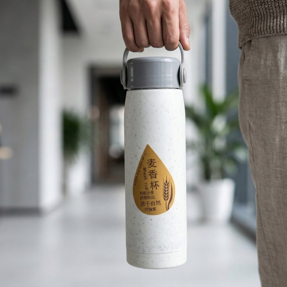 Glass Water Bottle with Phone Holder – Leakproof & Stylish Design