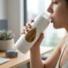 Glass Water Bottle with Phone Holder – Leakproof & Stylish Design