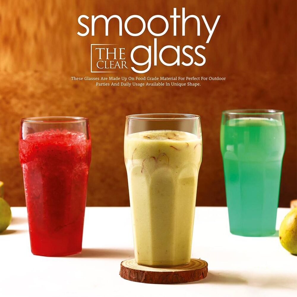Transparent Smoothie Glass Set – 6 Durable 300ml Tumblers