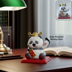 Solar Powered Moving Hand Panda Showpiece – Cute Waving Desk Decor
