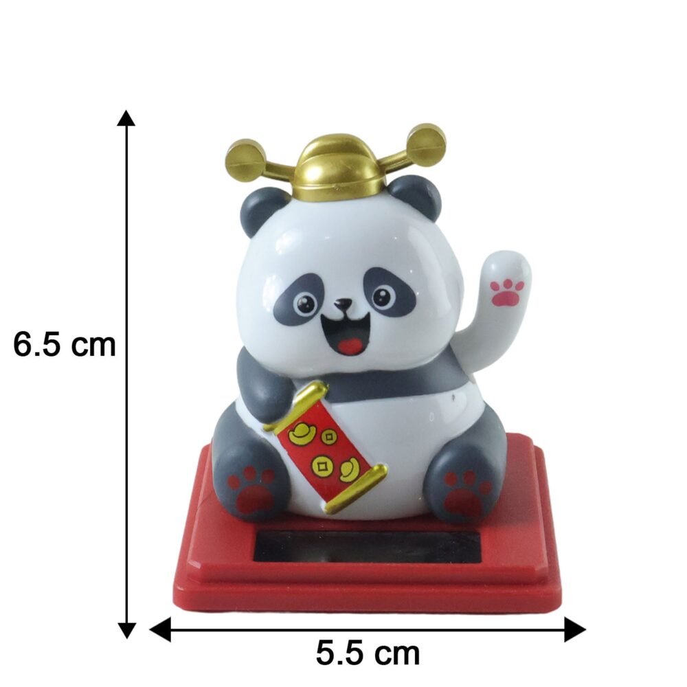 SolarPandaMovingHand-size.jpg Solar Powered Moving Hand Panda Showpiece – Cute Waving Desk Decor