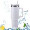 Insulated Stainless Steel Travel Tumbler – 890 ML White with Handle