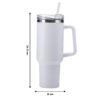 Insulated Stainless Steel Travel Tumbler – 890 ML White with Handle