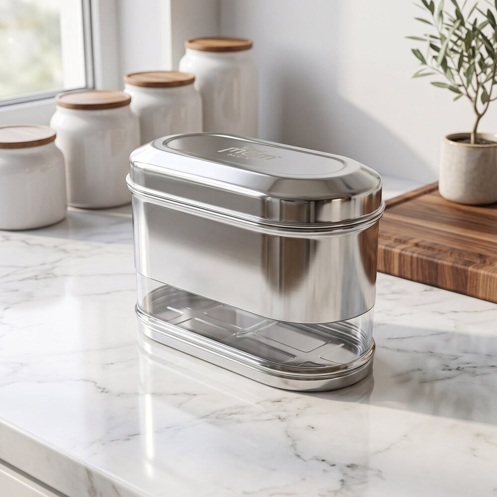 Stainless Steel Oval Canister – Airtight Food Storage for Freshness