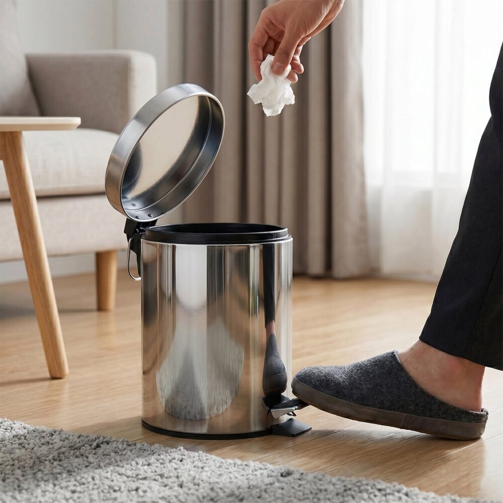 Stainless Steel Pedal Dustbin – Compact & Hygienic Waste Disposal