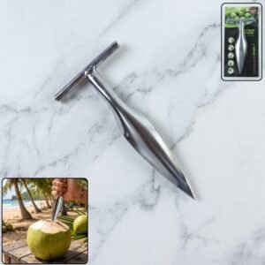 Stainlesssteelcoconutopner-01.jpg Coconut Breaker – Stainless Steel with Comfortable T-Handle Grip