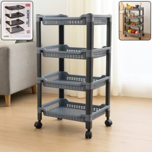 Plastic Storage Rack – 4-Layer Ventilated Multipurpose Organizer