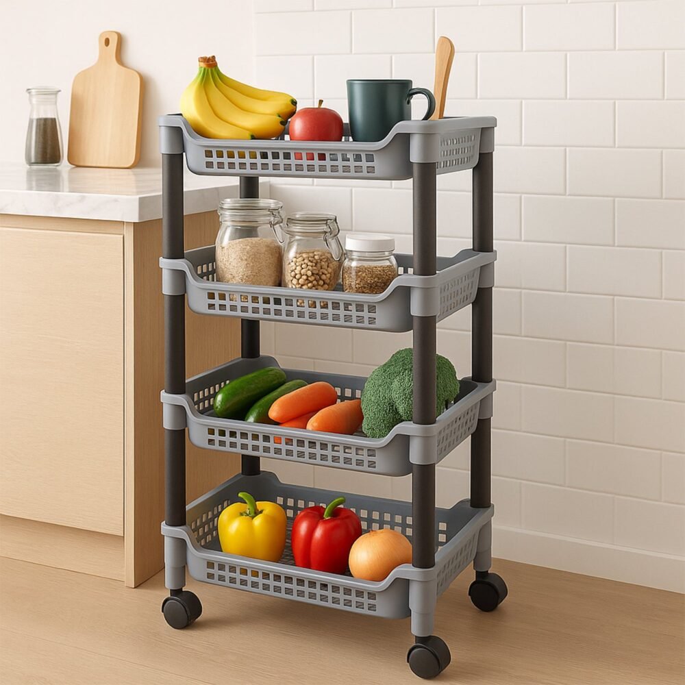 Plastic Storage Rack – 4-Layer Ventilated Multipurpose Organizer