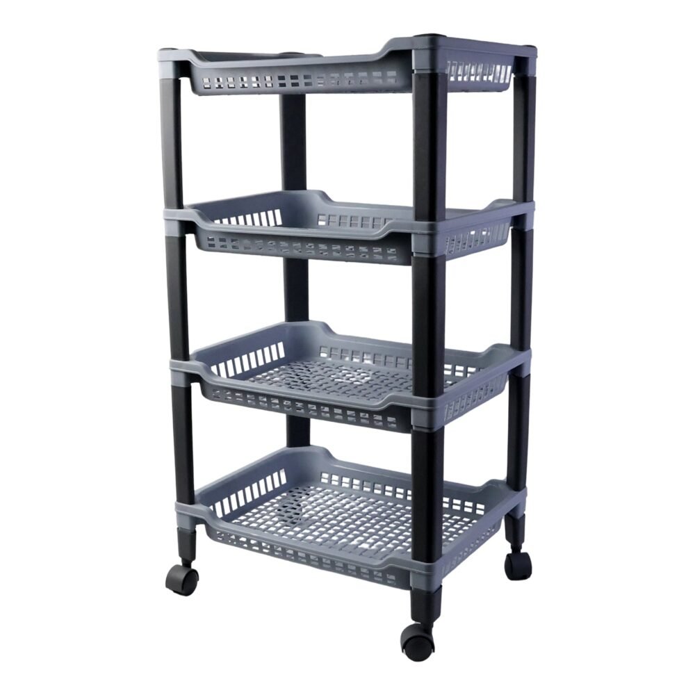 Plastic Storage Rack – 4-Layer Ventilated Multipurpose Organizer