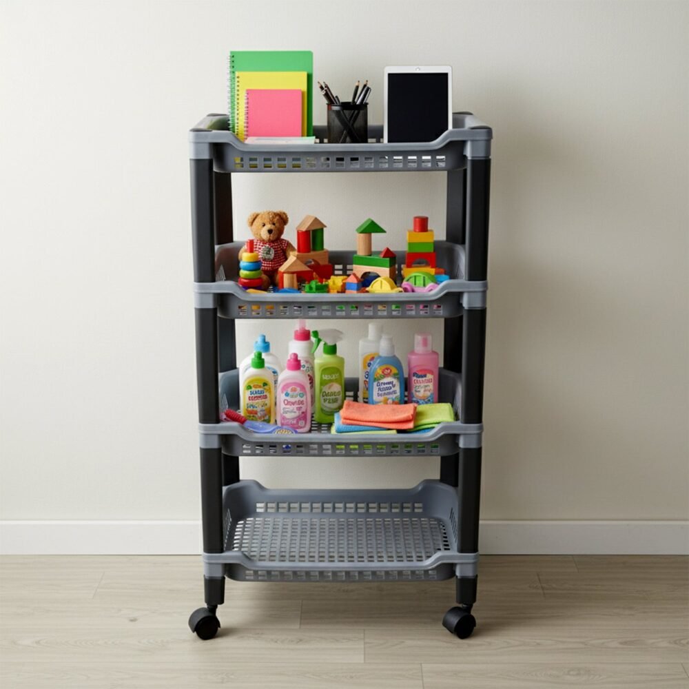 Plastic Storage Rack – 4-Layer Ventilated Multipurpose Organizer