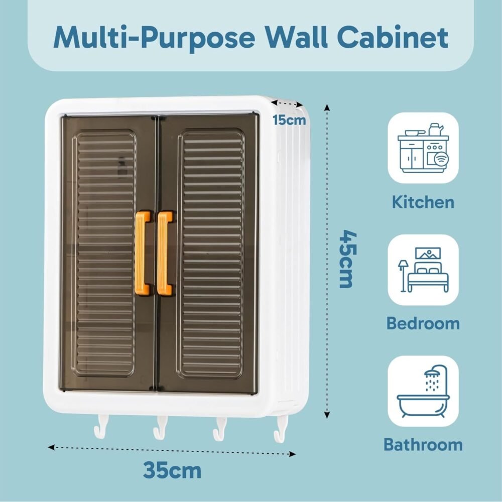 Wall-Mounted Kitchen Storage Cabinet – Spacious with Sliding Doors