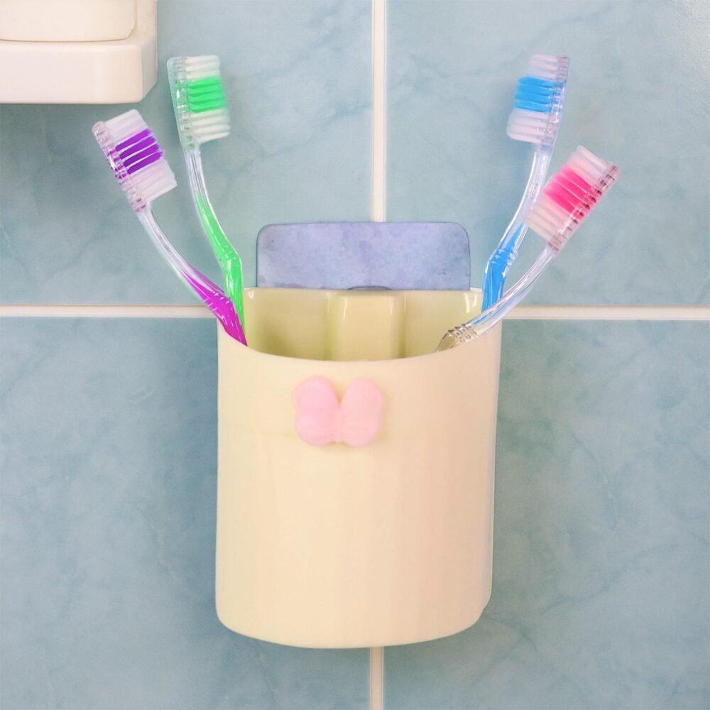 Wall-Mounted Toothbrush Holder – Butterfly Design & Strong Adhesive