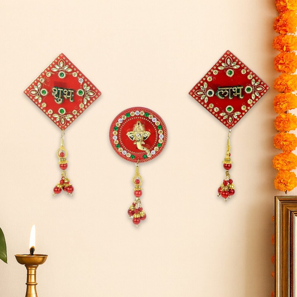 Subh-Labh-04_d1c25af2-2188-42c5-8ff4-a46dc5f2fec5.jpg Shubh Labh Ganesh Wall Hanging Set – Auspicious 3-Piece Decor
