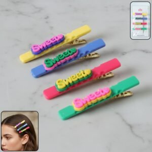 SweetHairclip-WOKSU-01.jpg Sweet Text Hair Clip Set – Trendy Lightweight Fashion Pins (4 Pc)