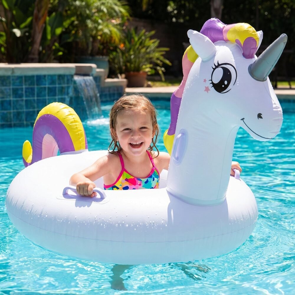 Swimming-Ring_3_-2.jpg Kids Inflatable Unicorn Swim Ring – Durable Pool Float with Handles