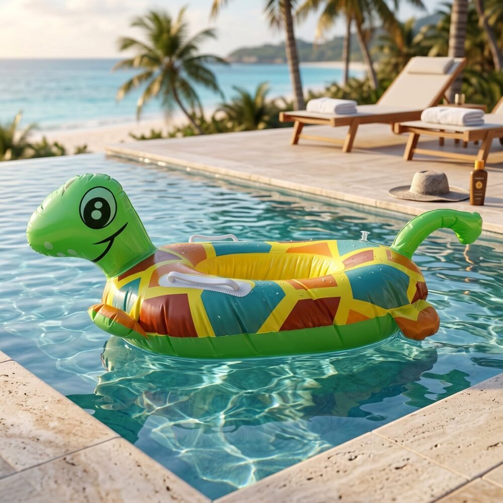 Kids Inflatable Turtle Swim Ring – Safe & Durable Pool Float