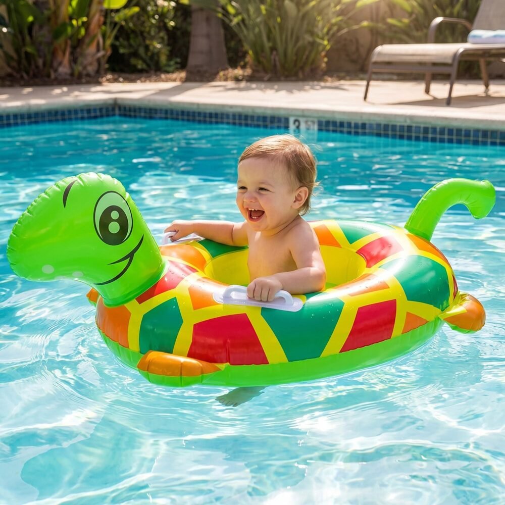 Kids Inflatable Turtle Swim Ring – Safe & Durable Pool Float