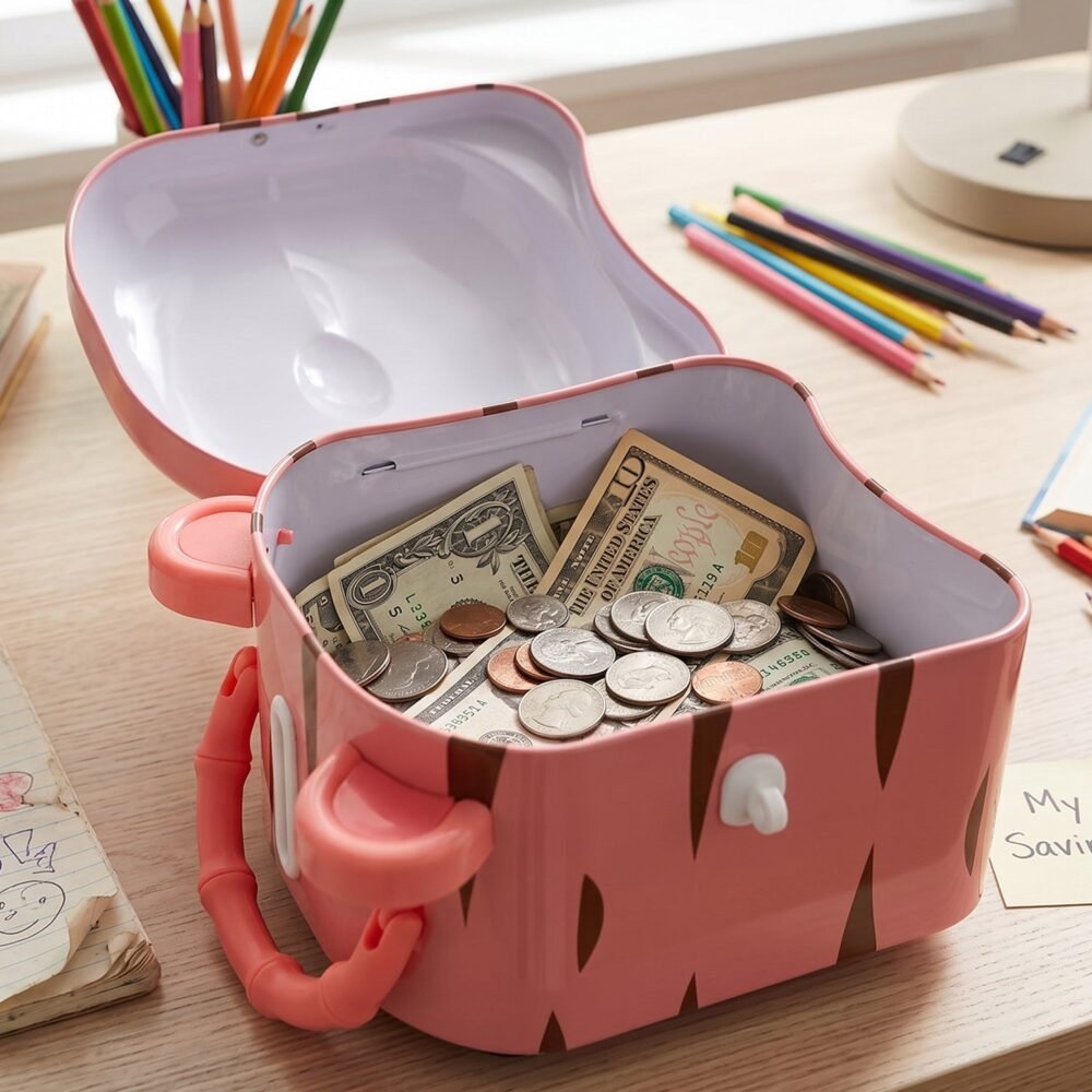 Kids Money Bank – Durable Metal Piggy Bank with Lock & Key