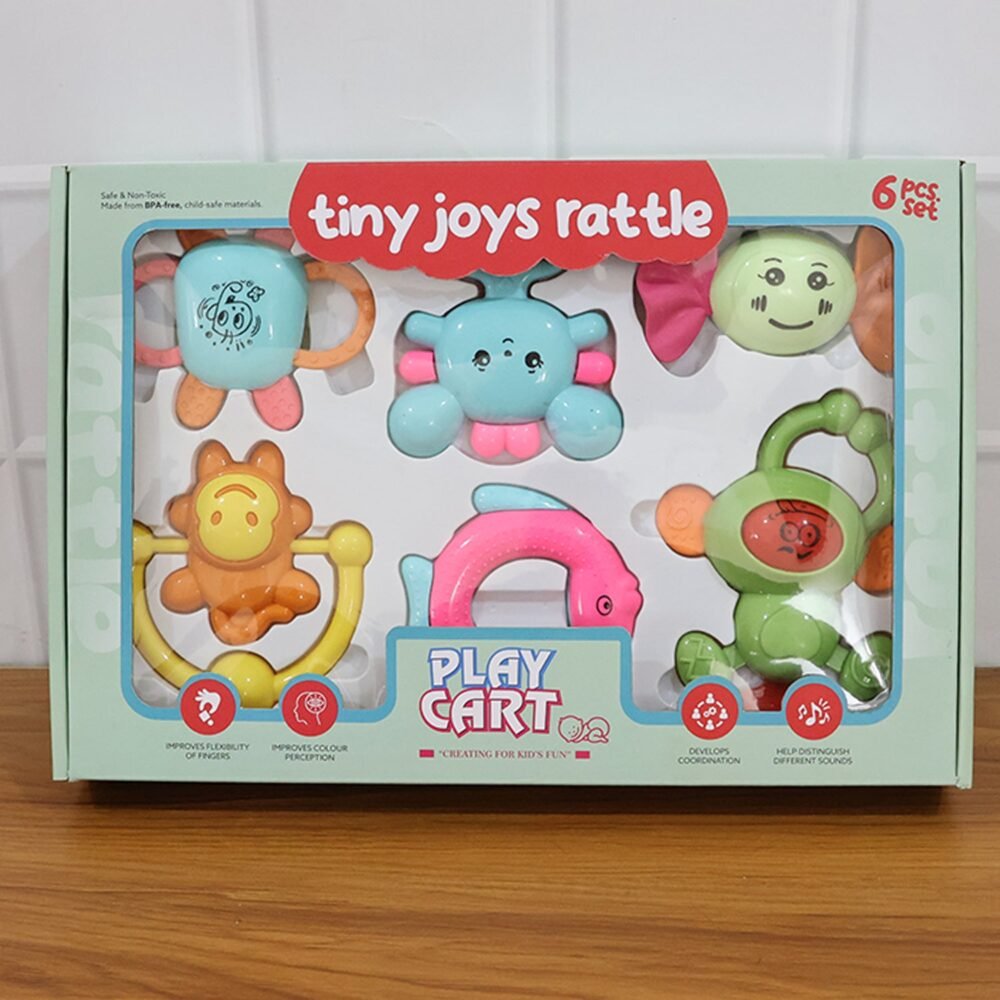 Baby Rattle Set – 6-in-1 Sensory Development Toys