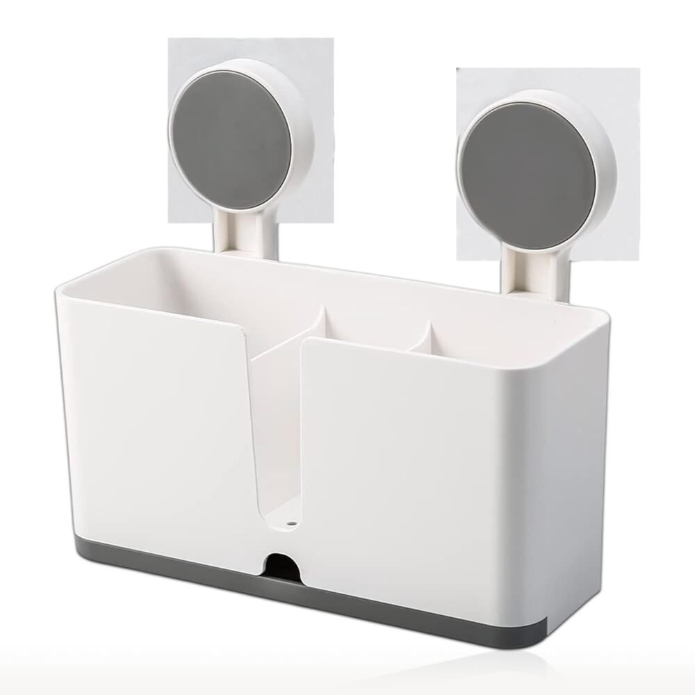 Wall Mounted Toothbrush Holder – 3 Compartments with Adhesive Install