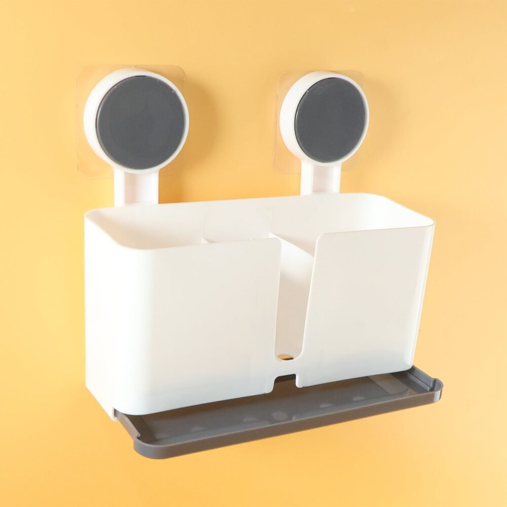 Wall Mounted Toothbrush Holder – 3 Compartments with Adhesive Install