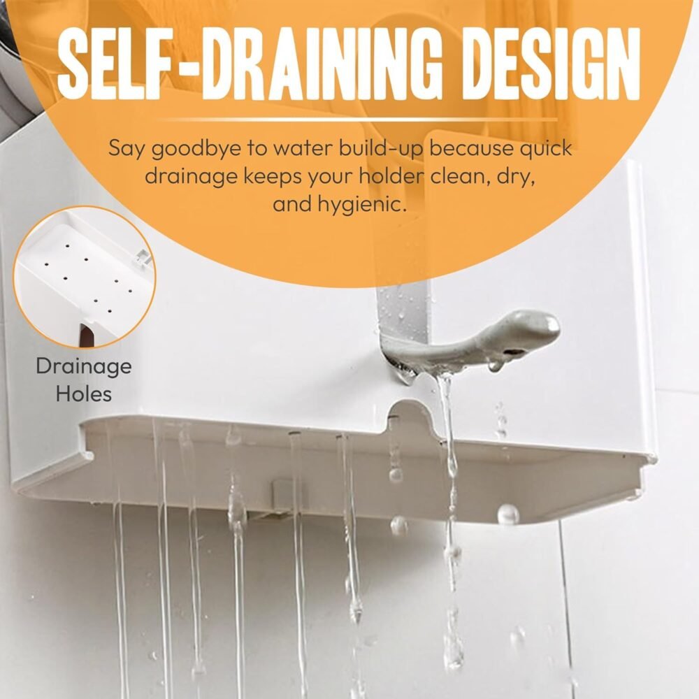 Wall Mounted Toothbrush Holder – 3 Compartments with Adhesive Install