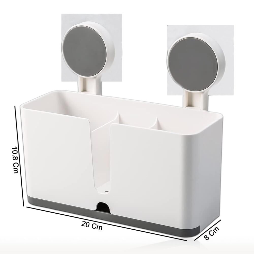 Wall Mounted Toothbrush Holder – 3 Compartments with Adhesive Install
