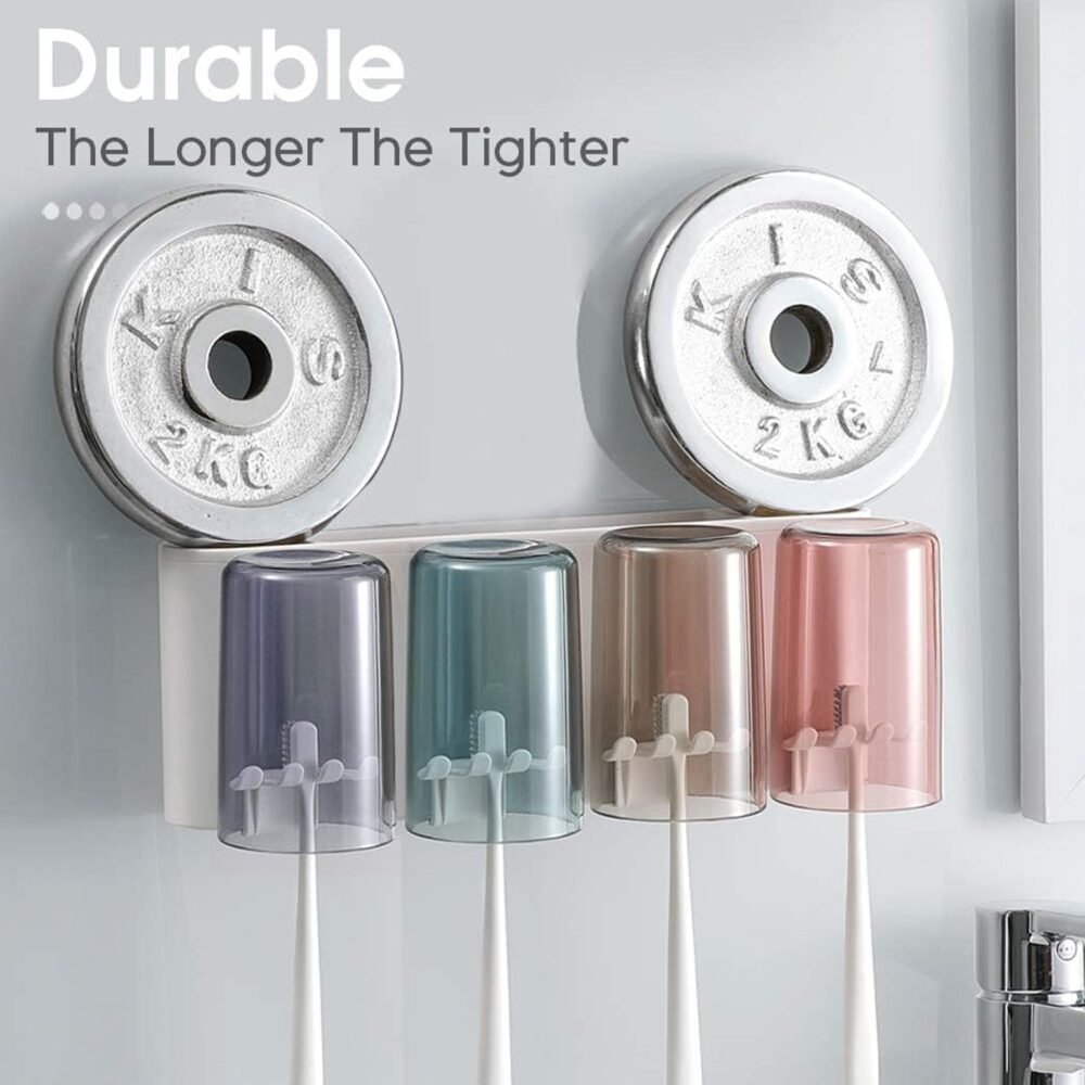 Wall Mounted Toothbrush Holder with Inverted Cups – Space Saving Organizer