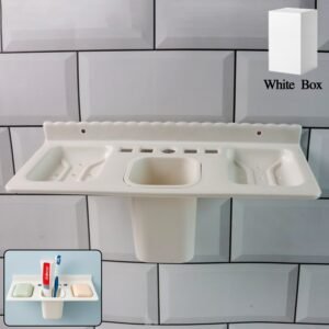 Wall-Mounted Bathroom Organizer – 4-in-1 Space Saver