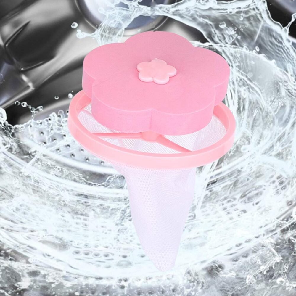 WashingMachineFloatingLintMeshBag-02.jpg Laundry Lint Remover – Reusable Flower-Shaped Mesh Filter for Cleaner Clothes