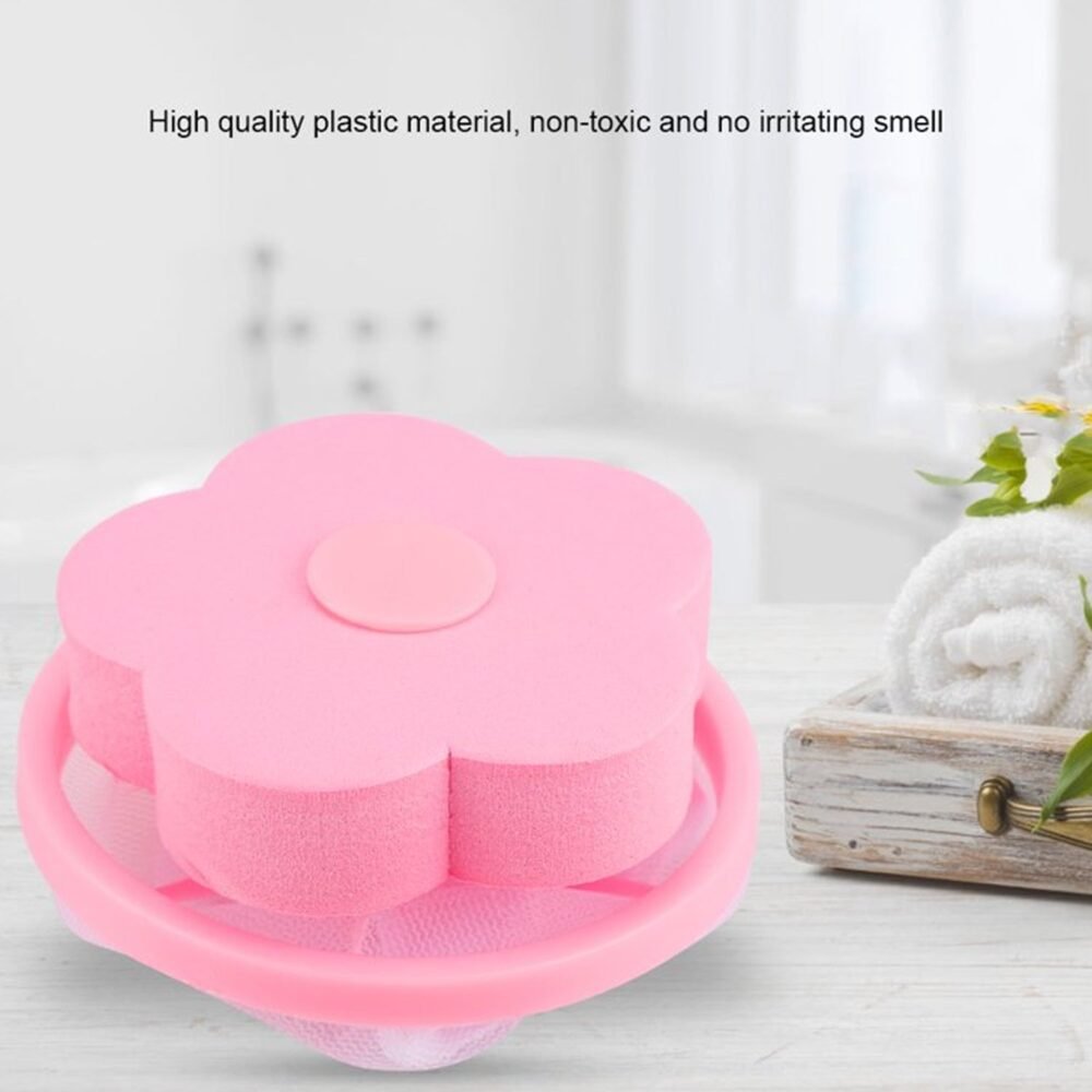 WashingMachineFloatingLintMeshBag-05.jpg Laundry Lint Remover – Reusable Flower-Shaped Mesh Filter for Cleaner Clothes