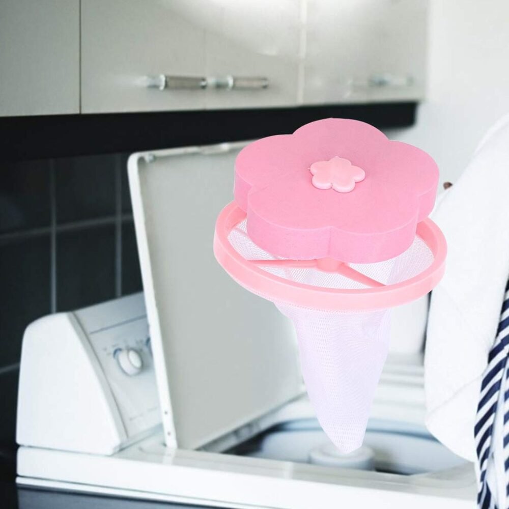 WashingMachineFloatingLintMeshBag-07.jpg Laundry Lint Remover – Reusable Flower-Shaped Mesh Filter for Cleaner Clothes