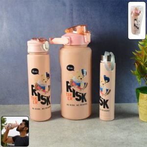 Cartoon Printed Water Bottle Set – Leakproof Multi-Size Trio