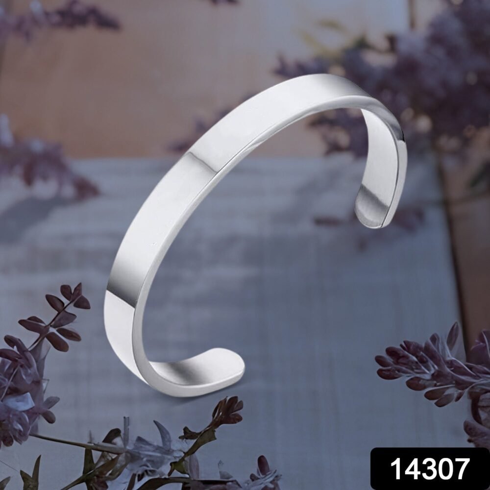 Silver-Tone Stainless Steel Bracelet – Minimalist Open-Ended Kada